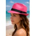 Fedora Straw Hat - Fuchsia - HT-1188FS